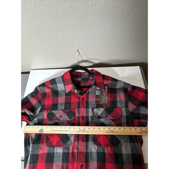 Five‎ Brother Heavy Weight Deluxe Flannel Shirt Red Black Plaid NWT Size Large - Picture 9 of 13